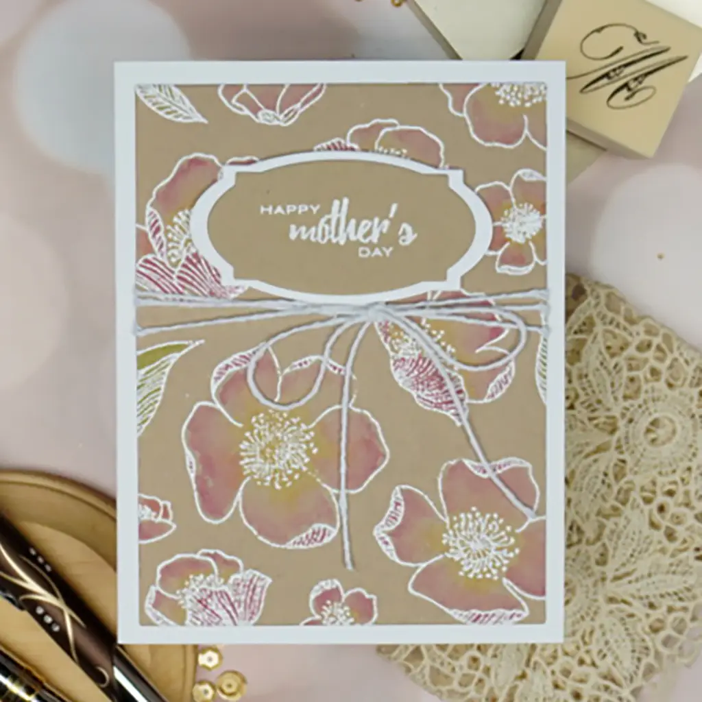 Close-up of Adore You Mother's Day card. painted with Altenew Fresh Dye inks.