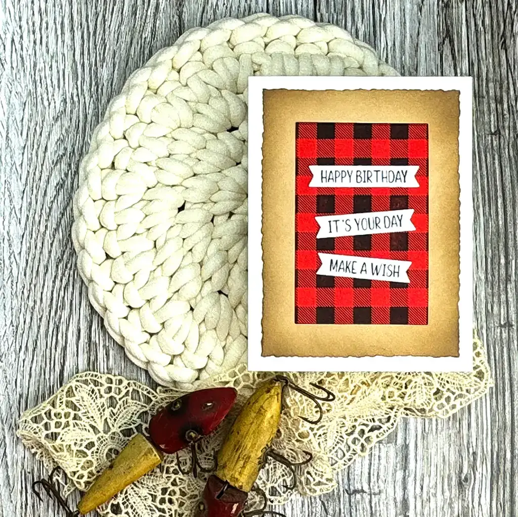 Birthday card made with Buffalo Plaid BetterPress press plate.