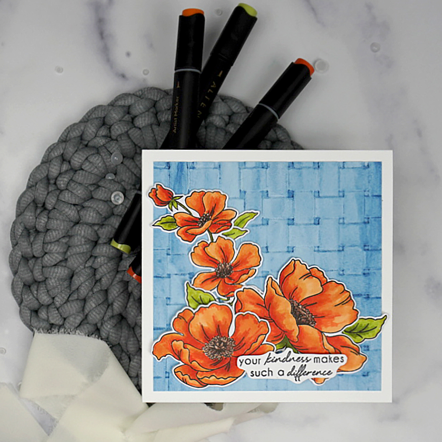 Your Kindness Card made with Poppy Garden stamp set to celebrate Altenew's 10th anniversary.