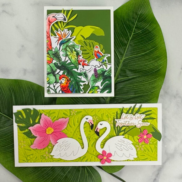 Two of the Tropical Paradise cards created with Spellbinder's latest club kits.