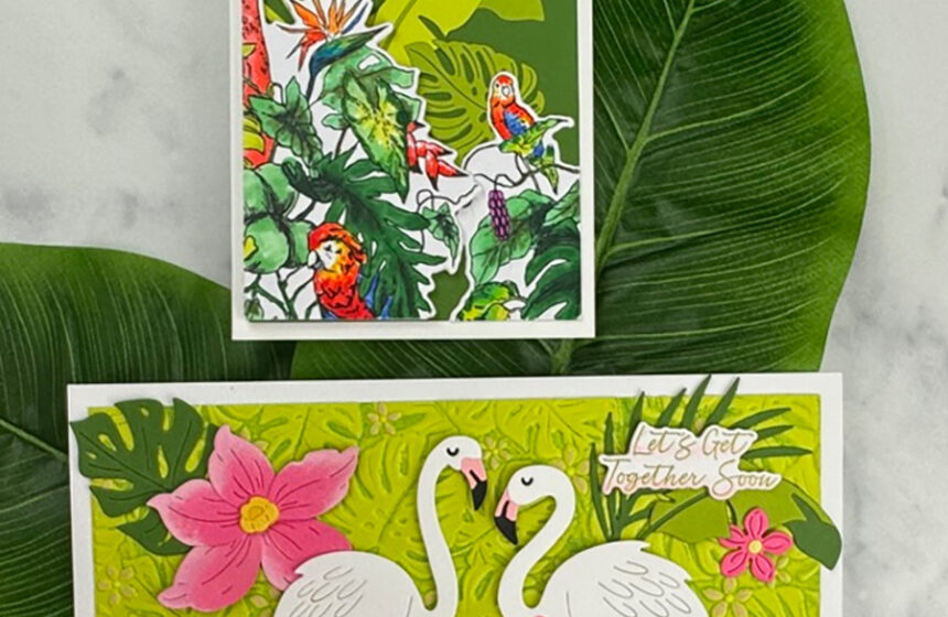 Two of the Tropical Paradise cards created with Spellbinder's latest club kits.
