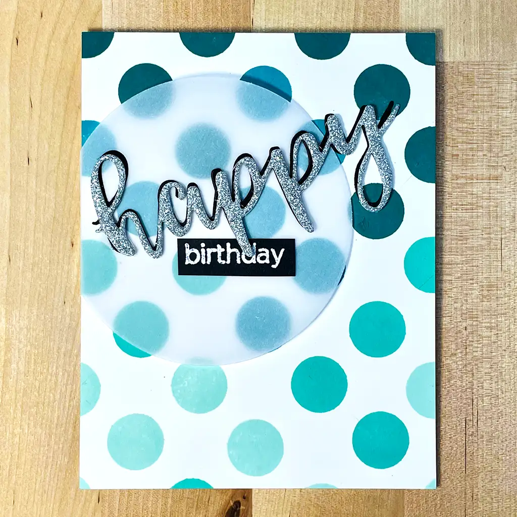 Pretty birthday card with DIY patterned paper in the background.