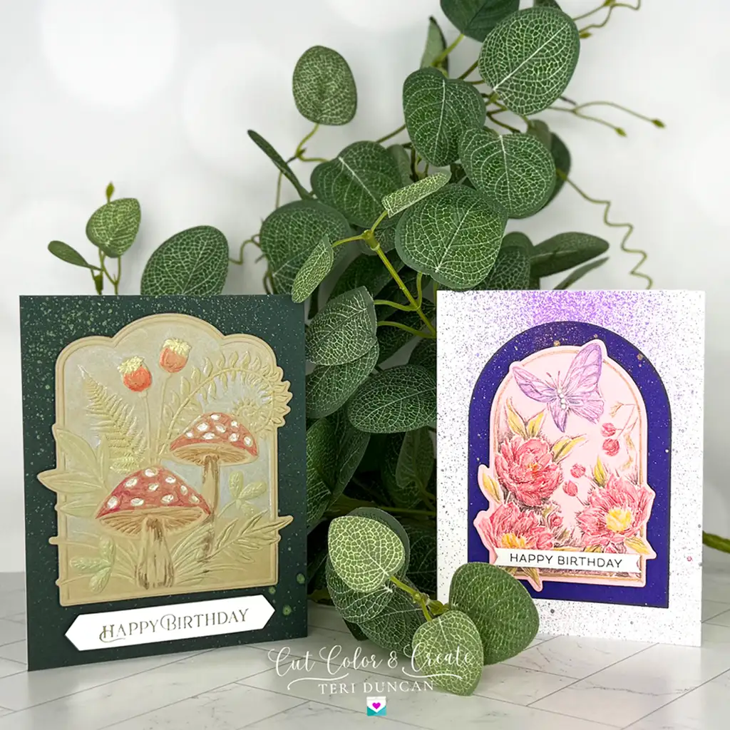 Two cards made with 3D embossing folders with a twist.