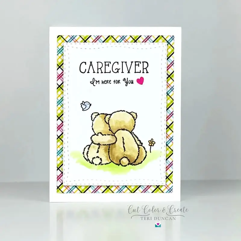 Caregiver I'm here for you card on a white background.
