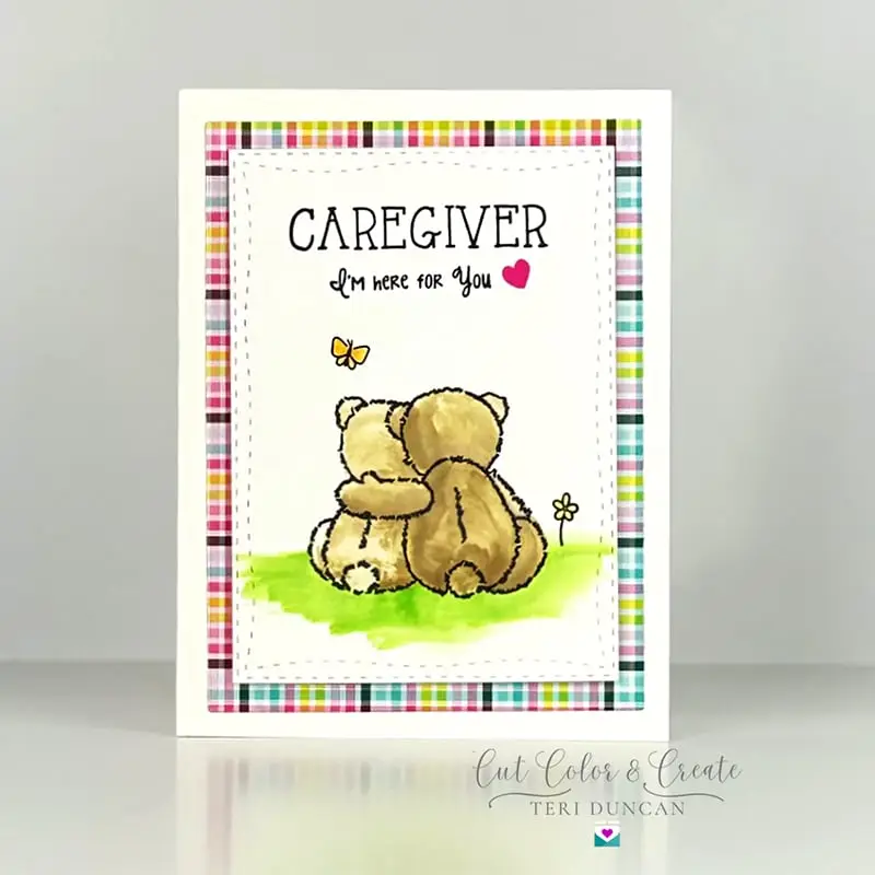 Caregiver I'm here for you card on a white background.