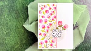 Buds & Blossoms Get Well Card - pretty card with pink flowers with gold stems.