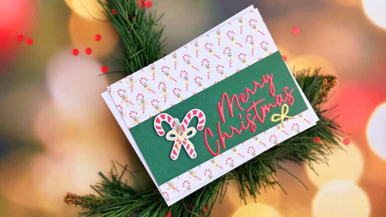Candy Cane Christmas Card created using the Handmade Holidays Cardmaking Kit