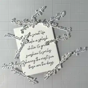 Sentiments cut from four different sets in Spellbinders Exclusive All Seasons Collection.