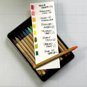 Color swatch of Distress Watercolor Pencils to use while making the All Seasons Summer card.